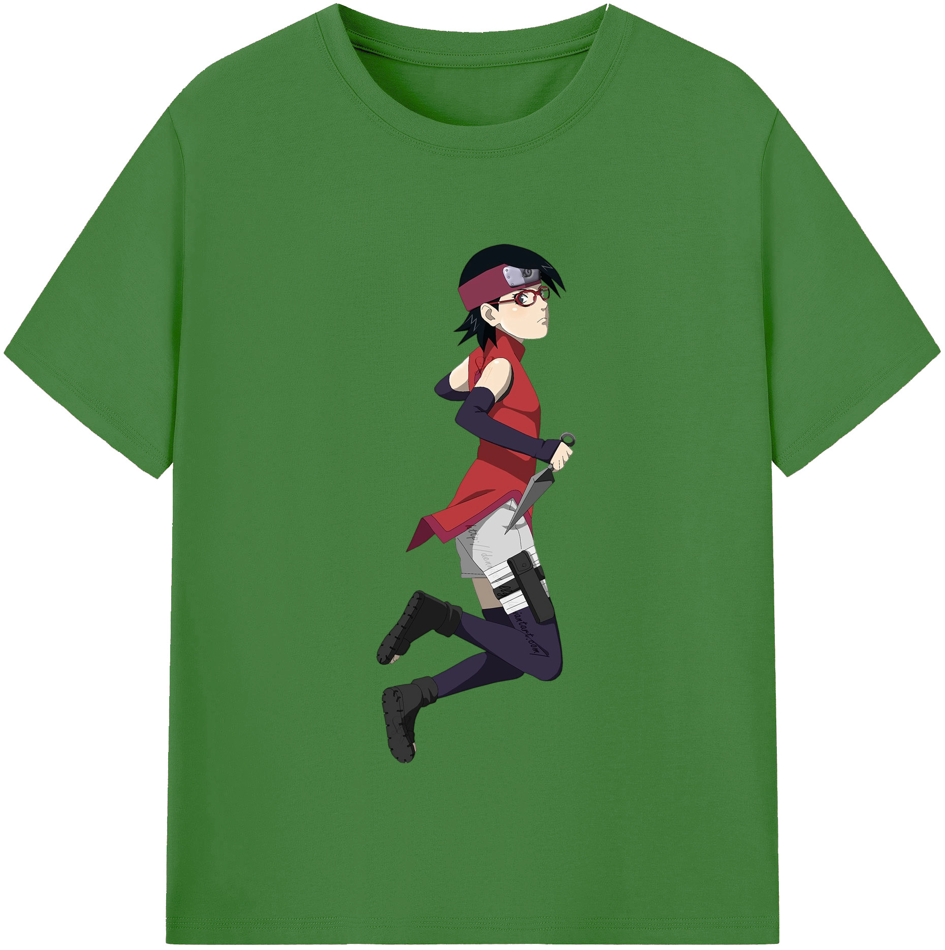 （画像用） NARUTO -ナルト- うちは サラダ Uchiha Sarada レディースカジュアルプリントTシャツ（綿100％）
